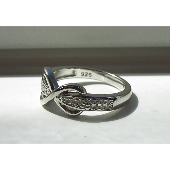 925 STERLING SILVER Infinity Pave Set Cubic Zirconia Ring - Picture 11 of 16